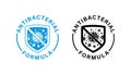 Antibacterial formula icons, shield with crossed bacteries