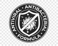 Antibacterial hand gel icon, anti bacterial formula shield and virus vector logo. Antiseptic hand wash, antibacterial alcohol Royalty Free Stock Photo