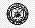 Antibacterial hand gel icon, vector shield and virus logo, anti bacterial formula antiseptic hand wash. Covid coronavirus