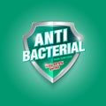 Antibacterial hand sanitizer logo. Sanitizer gel, antiseptic label.