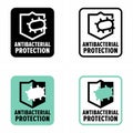 `Antibacterial Protection` antimicrobial coat defense information sign Royalty Free Stock Photo