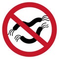 Antibacterial sign. No germs icon. Red forbidden symbol