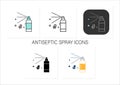 Antibacterial spray icons set