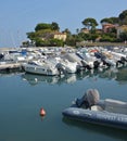 Reflections of Cap Antibes and Boat Marina, Provence France Royalty Free Stock Photo