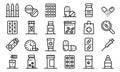 Antibiotic icons set, outline style