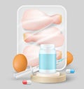 Antibiotic pharma chicken and eggs flat vector