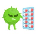 Antibiotic resistance icon, cartoon style