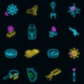 Antibiotic resistance icons set vector neon Royalty Free Stock Photo