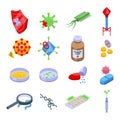 Antibiotic resistance icons set, isometric style Royalty Free Stock Photo