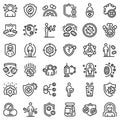 Antibiotic resistance icons set, outline style