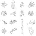 Antibiotic resistance icons set vector outline Royalty Free Stock Photo