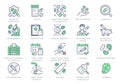 Antibiotic resistance line icons. Vector illustration include icon pills, bacteria, genetics, injection, immunization