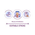 Antibiotics misuse concept icon