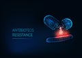 Antibiotics resistance concept. Medical research of super bacteria