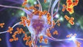 Antibodies attacking neuron Royalty Free Stock Photo