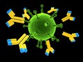Antibodies attacking virus Royalty Free Stock Photo