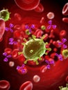 Antibodies attacking a virus Royalty Free Stock Photo