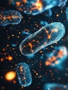 Antibodies engaging pathogens in a detailed microscopic visualization of immune response dynamics. Generative AI