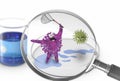 The antibody tries to catch the virus -3d -illustration