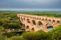 Antic roman aquaduc named Gard bridge in south of France Royalty Free Stock Photo