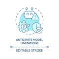 Anticipate model limitations soft blue concept icon Royalty Free Stock Photo