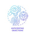 Anticipating objections blue gradient concept icon