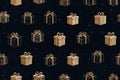 Anticipation. Seamless pattern. Bright gift boxes. Hand drawn. Minimalist style Royalty Free Stock Photo