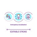 Anticipatory socialization concept icon