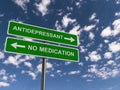 Antidepressant no medication traffic sign