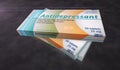 Antidepressant tablets pack 3d illustration