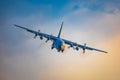 Antidotum Airshow Leszno 2023 and acrobatic shows full of smoke of C-130 Hercules plane on a cloudy