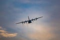 Antidotum Airshow Leszno 2023 and acrobatic shows full of smoke of C-130 Hercules plane on a cloudy