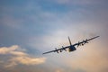 Antidotum Airshow Leszno 2023 and acrobatic shows full of smoke of C-130 Hercules plane on a cloudy