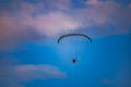 Antidotum Airshow Leszno 2023 and show of flying down parachuters and paraglider with colorful