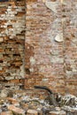Antient cracked brick wall background vertical Royalty Free Stock Photo