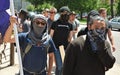 Antifa political activists engaged in protest in Denver.