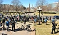 Antifa political activists engaged in protest in Denver.