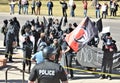 Antifa political activists engaged in protest in Denver.