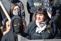 Antifa political activists engaged in protest in Denver.