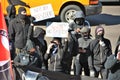 Antifa political activists engaged in protest in Denver. Royalty Free Stock Photo