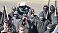 Antifa political activists engaged in protest in Denver. Royalty Free Stock Photo