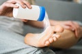 Antifungal Talcum Powder On Foot. Feet Fungus