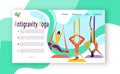 Antigravity yoga class, fitness gym website design, people vector illustration