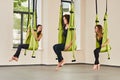 Antigravity yoga women Royalty Free Stock Photo