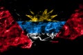 Antigua and Barbuda, Antiguan and Barbudan smoke flag isolated on black background