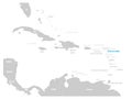 Antigua and Barbuda blue marked in the map of Caribbean. Vector illustration