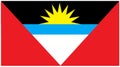 Antigua and Barbuda Caribbean nation flag in a slim white border