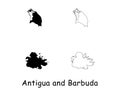 Antigua and Barbuda Country Map. Black silhouette and outline isolated on white background. EPS Vector