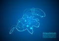Antigua Barbuda map with nodes linked by lines. concept of global communication and business. Dark Antigua Barbuda map created fr