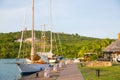 Antigua, Caribbean islands, English harbour international preserve area. view with sailing boats a Royalty Free Stock Photo